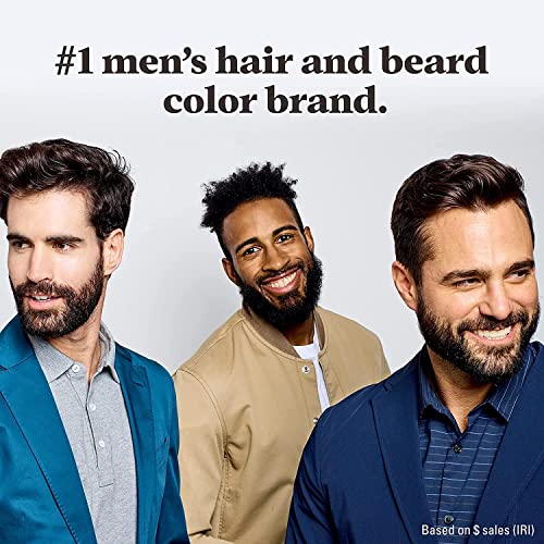 Just For Men Mustache & Beard, Beard Dye for Men with Brush Included, With Keratin Biotin Aloe and Coconut Oil for Healthy Facial Hair - Real Black, M-55, Pack of 1 (Packaging May Vary)