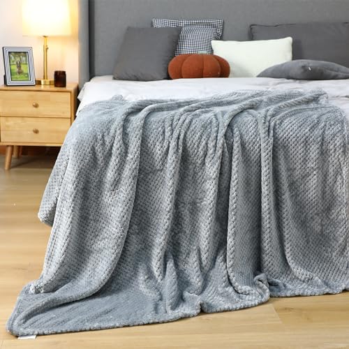 Newwiee 4 Pcs Flanne Fleece Throw Blanket for Bed Couch Large 3D Waffle Textured Soft Blanket Winter Warm Lightweight No S...