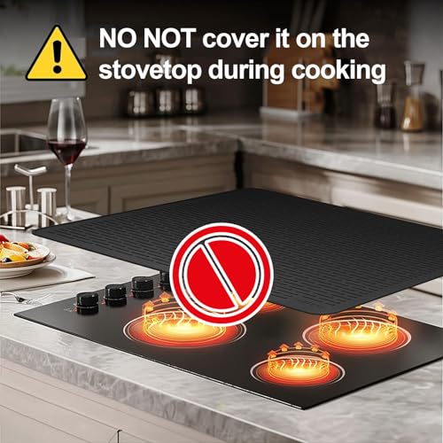 YUHFERA Stove Top Cover for Electric Stove - Silicone Stove Mat for Glass Top, Glass Cooktop Protector For Kitchen,Multi-f...