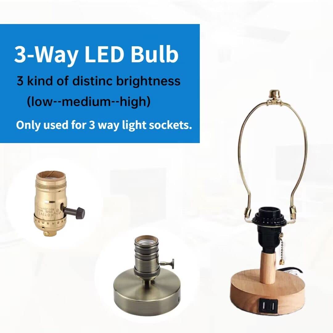 4 Pack 3 Way LED Light Bulbs 50 100 150Watt Soft White 3000K Equivalent, 5/10/15W Three Way Light Bulbs A19 E26 Base, 700 1400 2100 Lumens