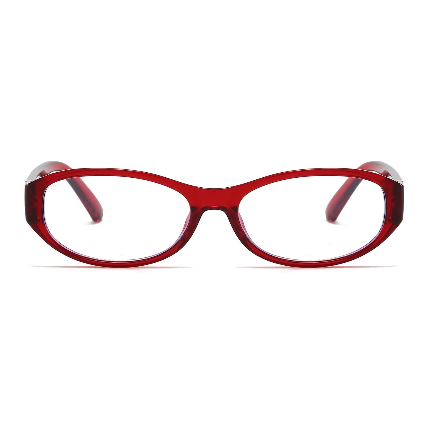 Ljczka Oval Blue Light Blocking Glasses For Women Retro Small Oval Frame Glasses Y2K Clear Lens Computer Eyeglasses (Red)