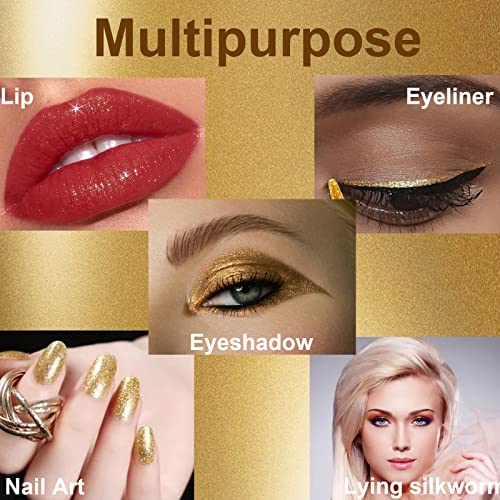 Rosarden Glitter Eyeliner Liquid, Gold Shimmer Eyeliner, Long-lasting Waterproof Quick-Drying Metallic Shimmer Glitter Lin...
