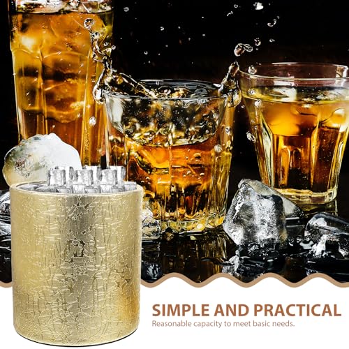 Operitacx Gold Ice Bucket Stainless Steel Ice Bucket with Lid and Tongs 7.3 Inch Wine Cooler for Bar Party Beverage Chilling