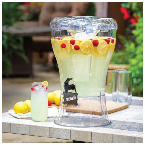 Buddeez 3.5 Gallon Clear Drink Dispenser - Built In Ice Cone and Spigot for Easy Pouring - Party-Perfect Serving Station w...