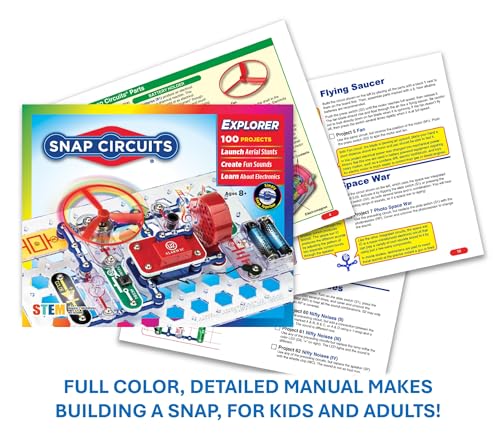 Snap Circuits Jr. SC-100 Electronics Exploration Kit, Over 100 Projects, Full Color Project Manual, 28 Parts, STEM Educati...