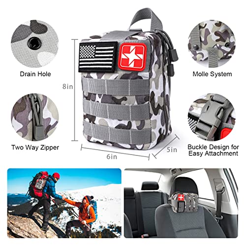 Survival Kits,222 PCS Emergency Survival Gear First Aid Kits with Molle System Compatible Bag Outdoor Camping Gear Emergen...