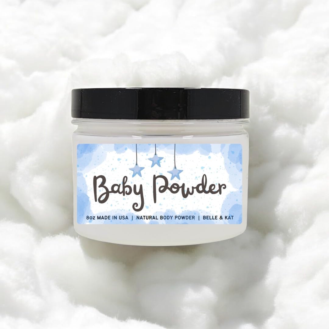 Body Powder for Women & Men Scented Baby Powder (classic powder fresh scent), Bath Perfume Dusting Powder with Fragrance & Essential Oils, Talc Free 8oz Container, Made in USA
