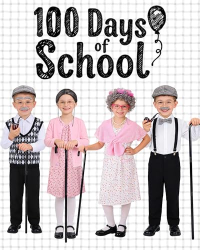 Vivrerizo Old Man Costume for Kids - 7 Pcs Boys 100 Days of School Costume for Grandpa Outfit Dress Up Cosplay