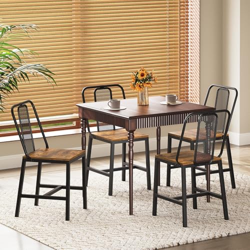 YATINEY Dining Chairs Set of 4, Wooden Kitchen Chairs, Farmhouse Dining Chairs with Back Support, for Living Room, Kitche...