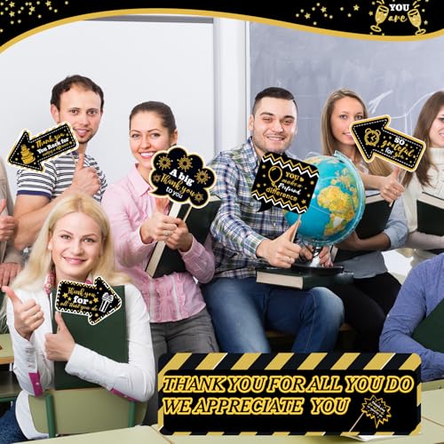 24 Pcs Employee Appreciation Photo Booth Props We Appreciate You Party Decor Thank You Sign Photo Props for Christmas Appr...