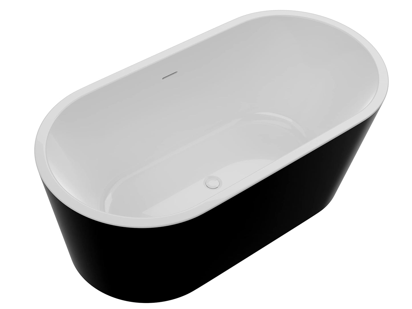 ANZZI Chand Series 67 in. x 32 in. Flat Bottom Acrylic Freestanding Soaking Bathtub with Overflow and Center Drain in Glossy Black