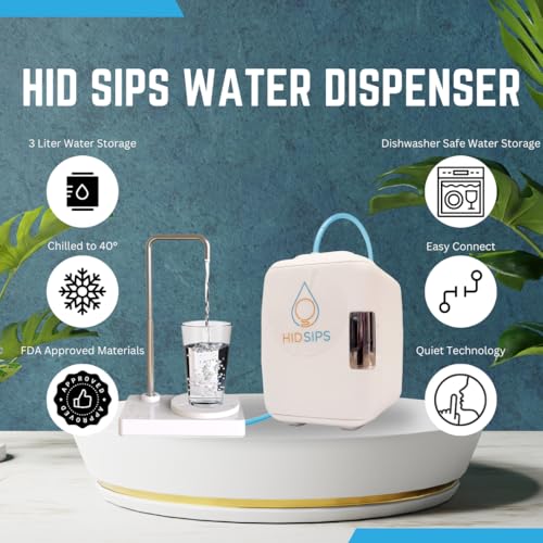 Desktop Water Dispenser with 4L Mini Fridge | Bedside or Desktop Water Cooler with Dishwasher-Safe Reservoir | Filtered or...