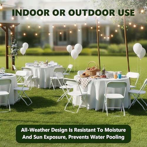 MAKE CHANGES Folding Chairs 4 Pack, Plastic Folding Chairs for Outside, Heavy Duty Foldable Chairs, Sturdy Metal Folding C...