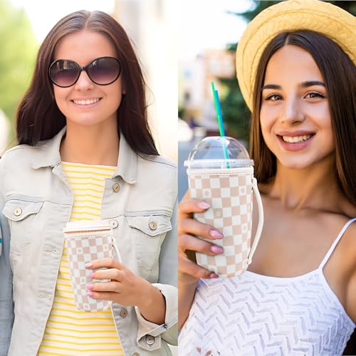 KJQJLY 3 Reusable Iced Coffee Sleeves for Iced Coffee Cups or Drinks Reusable Neoprene Insulated Sleeves for Hot and Cold ...