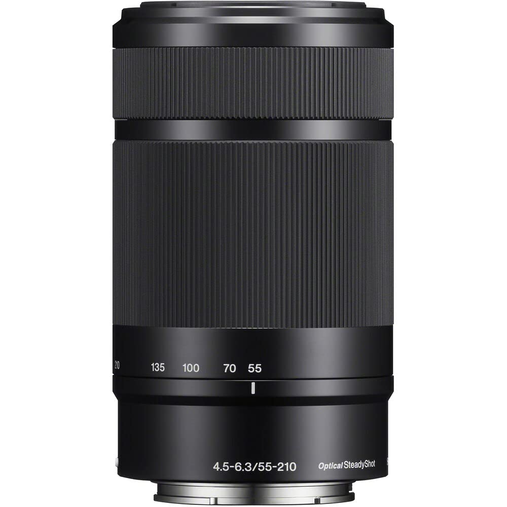 Sony E 55-210 mm F4.5–6.3 OSS Telephoto Zoom Lens (SEL-55210) – Lightweight APS-C w/Optical Stabilization + 3 Piece Filter Kit + Lens Cap Keeper + Cleaning Kit