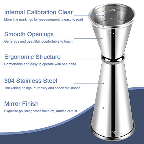 Briout Jigger for Bartending, Double Cocktail Jigger Japanese Premium 304 Stainless Steel Jigger 2 OZ 1 OZ with Measuremen...