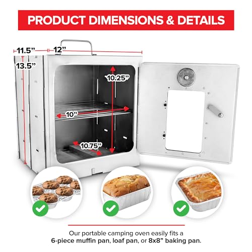 Modern Innovations Portable Camping Oven, Folding Camping Stove for Baking Cinnamon Rolls, Breads, and Muffins, Outdoor Po...