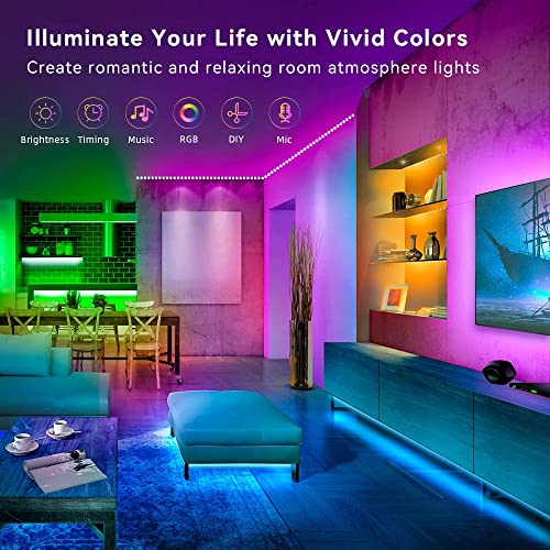 Lcutml 50FT Smart LED Strip Lights, Sync to Music with 40 Key Remote Controller，Lighting Strips with App Control LED Light...