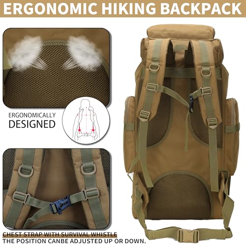 W WINTMING Hiking Backpack for Men 70L/100L Camping Backpack Military Rucksack Molle 3 Days Assault Pack for Climbing | Ca...