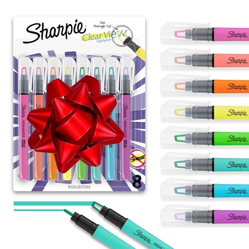Sharpie Clear View Highlighter Sticks, Chisel Tip, Assorted Fluorescent, 8 Count - School, Home, and Office Use, Teacher S...