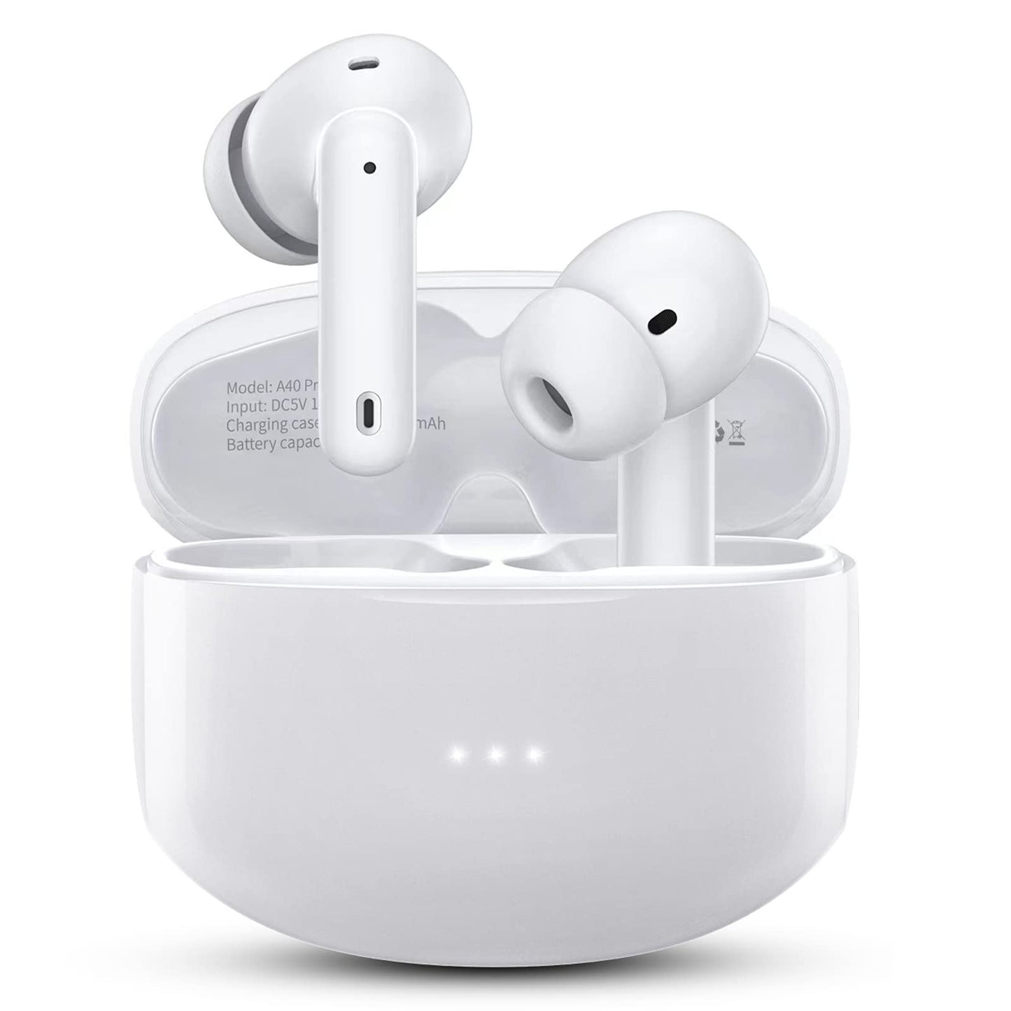 XIAOWTEK A40 Pro Wireless Earbuds, 50Hrs Playtime Bluetooth Earbuds Built in Noise Cancellation Mic with Charging Case, Bluetooth Headphones with Stereo Sound, IPX7 Waterproof Ear Buds for Phone