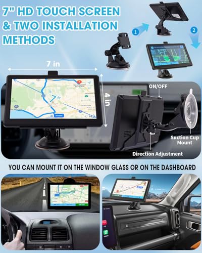 GPS Navigator for Car Truck RV, Truck GPS with 7'' Touchscreen, Free Lifetime Updates, Car Navigation System with Turn-by-...