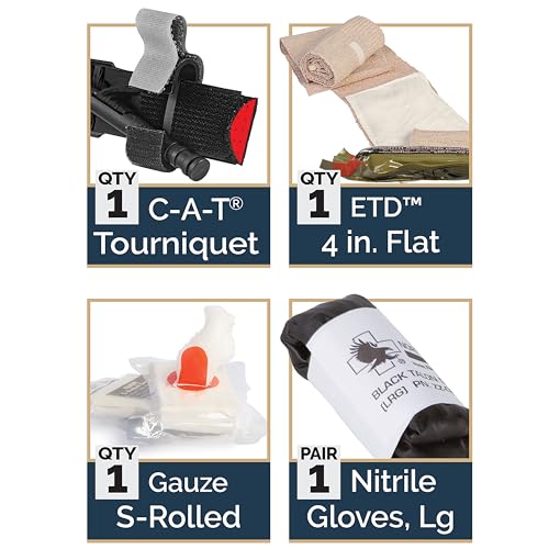 North American Rescue Individual Patrol Officer Kit IPOK (Gauze) NAR Compact First Aid with C-A-T Tourniquet, ETD, Gauze, ...