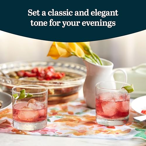 Libbey 917CD Heavy Base Rocks Glasses Set of 12, Rocks Glass Cups with Simple Lines, Elegant Old Fashioned Glass Set for W...