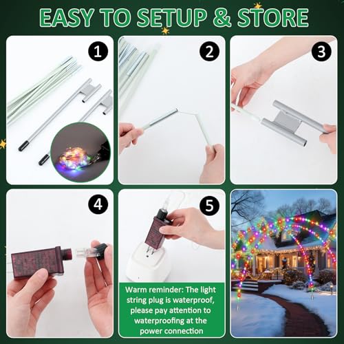 Aurelema 3 Sets 6.6 ft Light Arch for Christmas with 8 Mode LED Lights Remote Easy Assembly Reusable for Outdoor Christmas...