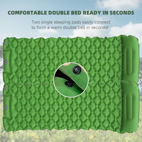 Inflatable Sleeping Pad with Pillow for Camping-Built in Foot Pump Fast Inflation-Ultralight Upgraded Durable Compact Slee...