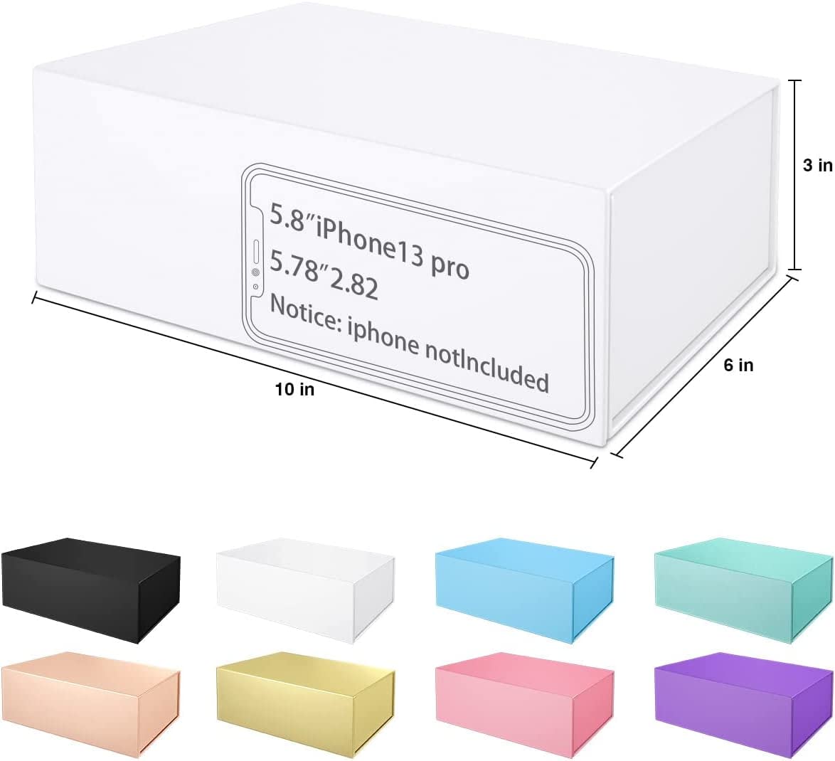 ROSTELACK Gift Box, 10' x 6' x 3', 5PCS, White, Luxury Gift Packaging with Magnetic Closure Lid, Ideal for Christmas, Thanksgiving, Wedding, Mother's Day, Birthday Gifts