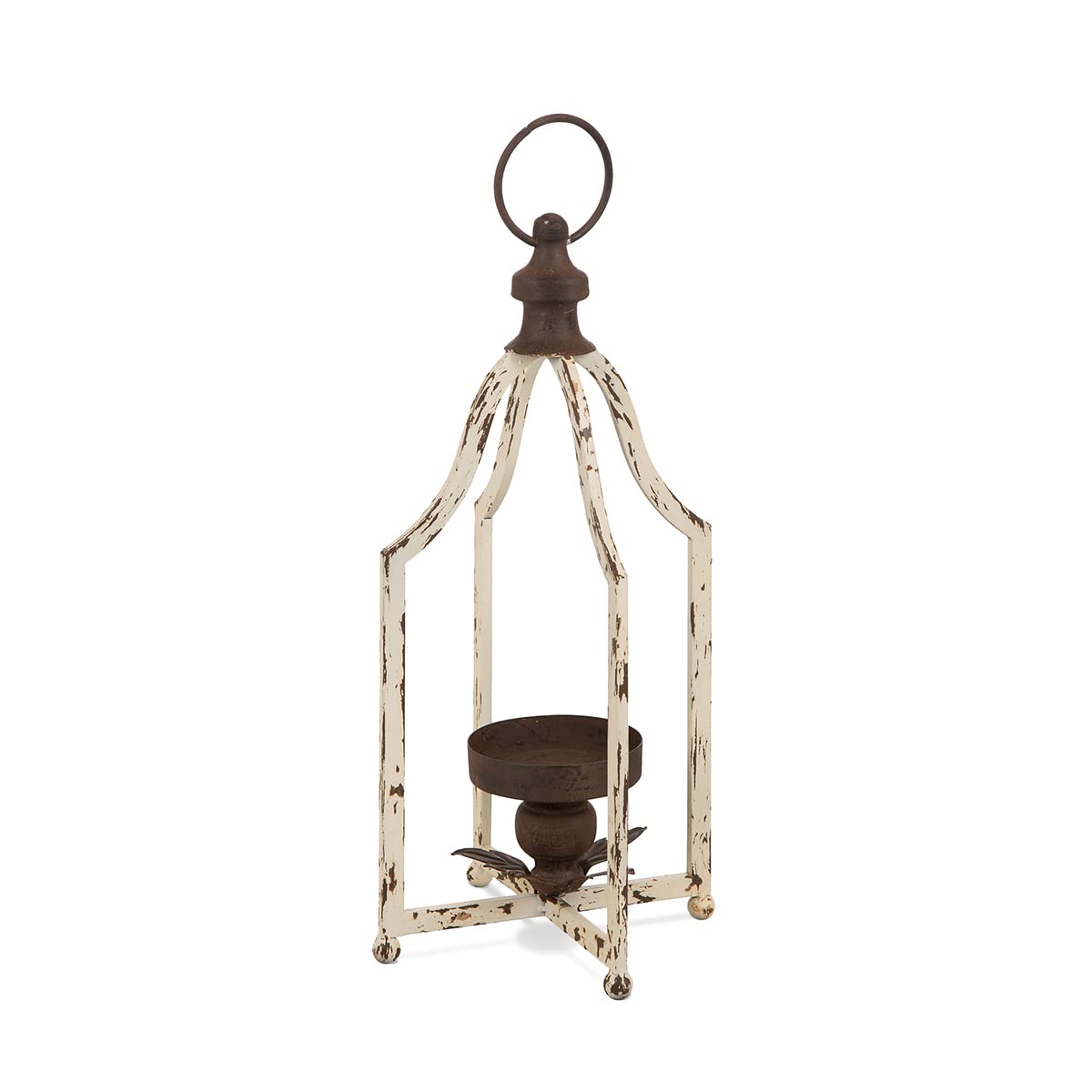 Glitzhome Farmhouse White Metal Lanterns Decorative Hanging Candle Lanterns (White Small)