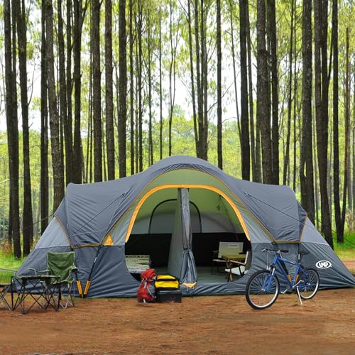 UNP Camping Tent 10-Person-Family Tents, Parties, Music Festival Tent, Big, Easy Up, 5 Large Mesh Windows, Double Layer, 2...