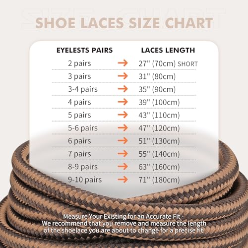 Stepace Round Shoelaces [2 Pairs] Heavy Duty Boot Shoe Laces for Hiking Work Boots