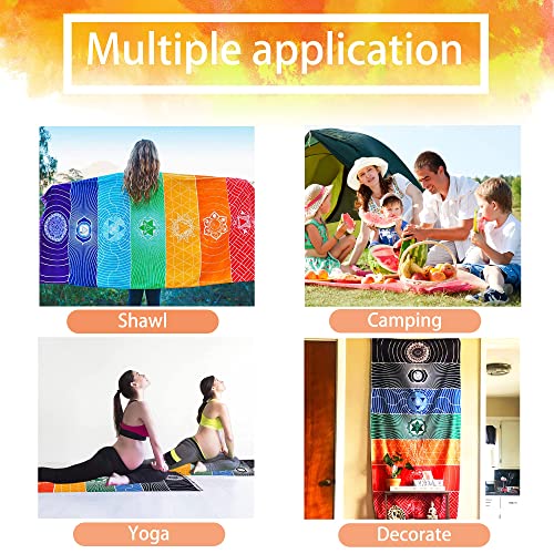 Mexican Yoga Mat Beach Picnic Blanket Chakra Meditation Mat Yoga Rug Sunscreen Shawl Chakra Wall Tapestry Decor Boho Pilat...