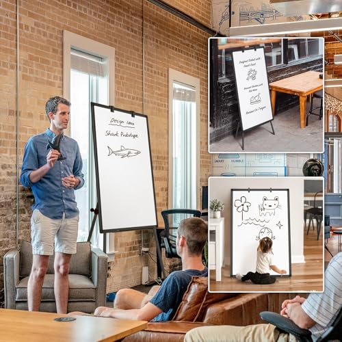 Easel Whiteboard - Magnetic Portable Dry Erase Easel Board 36 x 24 Tripod Whiteboard Height Adjustable Flipchart Easel Sta...