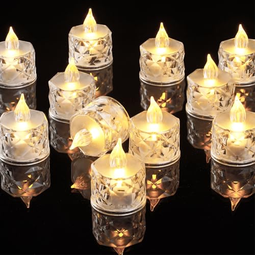 AYMXZT 12PCS Flameless Candles, Battery Operated LED Tea Lights for Valentine‘s Day, Christmas, Wedding, Anniversary, Tabl...