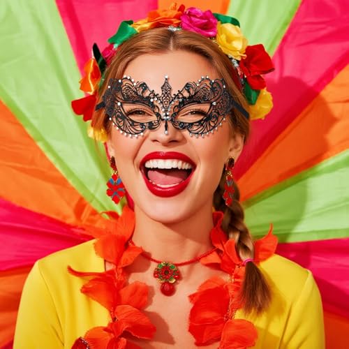 EMORBALS Masquerade Mask for Women, Masquerade Mask for Venetian Ball, Wedding, Mardi Gras&Costume Party, Stretch Cord Design