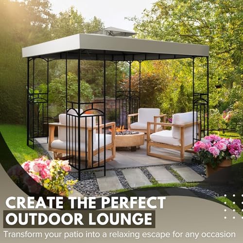 Flexzion Gazebo Cover Replacement Canopy Top 12x12 Ft (3.6m x 3.6m) - Double Tier Top Canopy Cover Replacement with UV30+,...