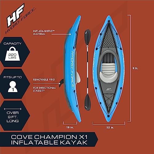Bestway Hydro Force Inflatable Kayak Set | Includes Seat, Paddle, Hand Pump, Storage Carry Bag | Great for Adults, Kids an...
