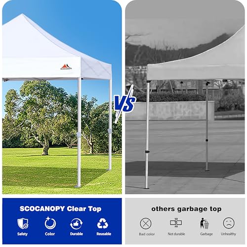SCOCANOPY Commercial 10x10 Replacement Canopy Top,Canopy Cover ONLY,Bonus 4 Pack Weight Bag,(White)