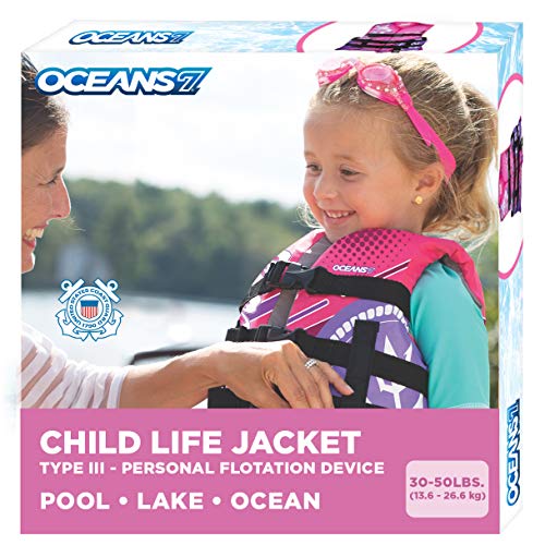 Oceans 7 US Coast Guard Approved Life Jacket for Infant, Kids, Youth, – Type II & III Vest, Personal Flotation Device