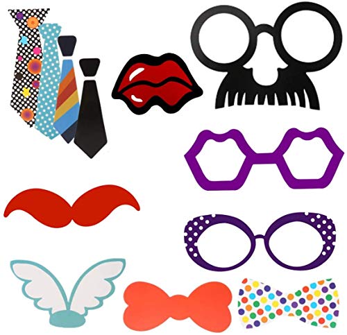 Kissral Funny Selfie Props, 89 Pieces with Sticks - Costume Dress Up Accessories for Southwestern, Carnival, Wedding, Birt...