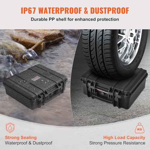VEVOR Hard Pistol Cases with Customized PU Foam, Waterproof & Dustproof Hard Gun Case for 6 Pistol & 21 Magazine, 19.3¡¿17.1¡¿8.3 in Lockable Pistol Case, Black