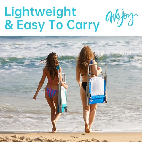 #WEJOY Folding Beach Chair for Adults, Lightweight Beach Chair with Shoulder Straps, High Back Beach Chairs with Hard Armr...