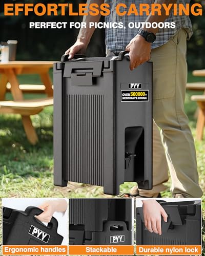 PYY Insulated Beverage Dispenser 5 Gallon - Hot and Cold Drink Container with Handles, Thermal Drink Dispenser Cooler Serv...