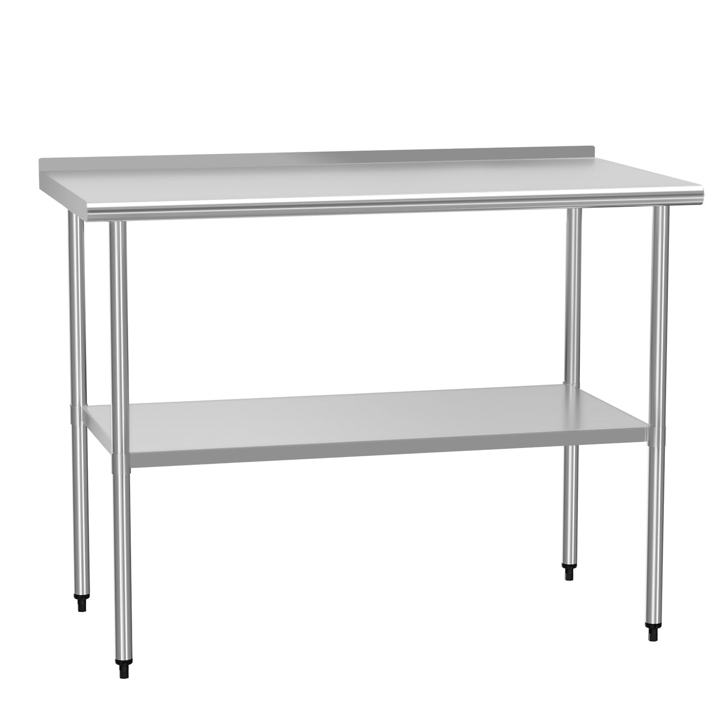 HOCCOT Stainless Steel Work Table 24" x 48" with Adjustable Undershelf and Backsplash, Commercial Workstations for Kitchen, Garage, Outdoor BBQ