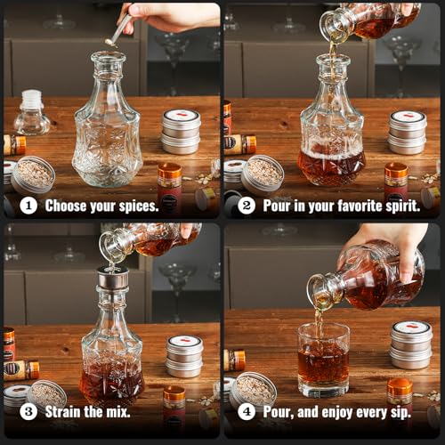 Alcohol Infusion Kit,14 Natural Woodchips & Botanicals DIY Whiskey Making Kit for Infusing Bourbon,Vodka, Tequila, Rum wit...