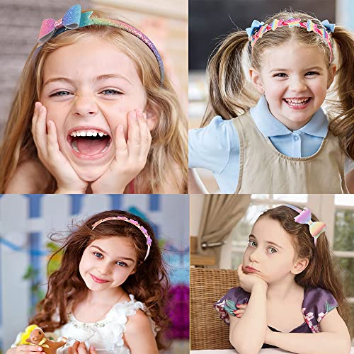 Lizioo 6 Pack Girls Headbands Glitter Kids Hair Accessories Bow/Heart/Star Shaped Sweet Hairband For Toddler/Girls/Teens