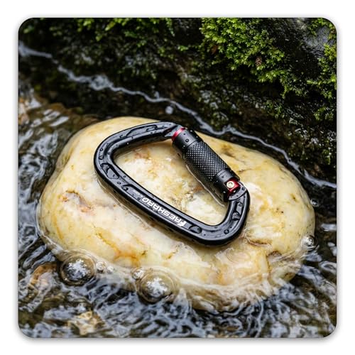 FresKaro UIAA Certified 25KN Auto Locking Climbing Carabiner Clips, Twist Lock, and Heavy Duty Carabiners for Rock Climbin...